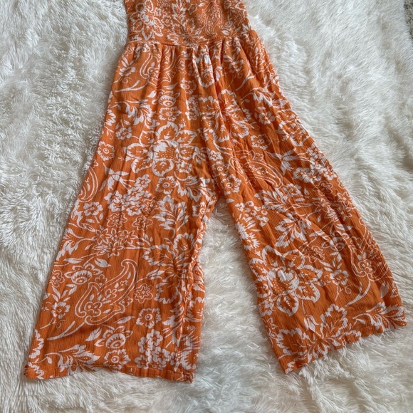 LOFT Vibrant Orange Floral Jumpsuit - Picture 4 of 9
